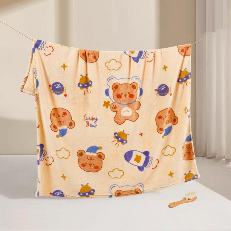 

Children s Cartoon Coral Fleece Bath Towel: Soft, Skin-Friendly, No Shedding 80x100 cm