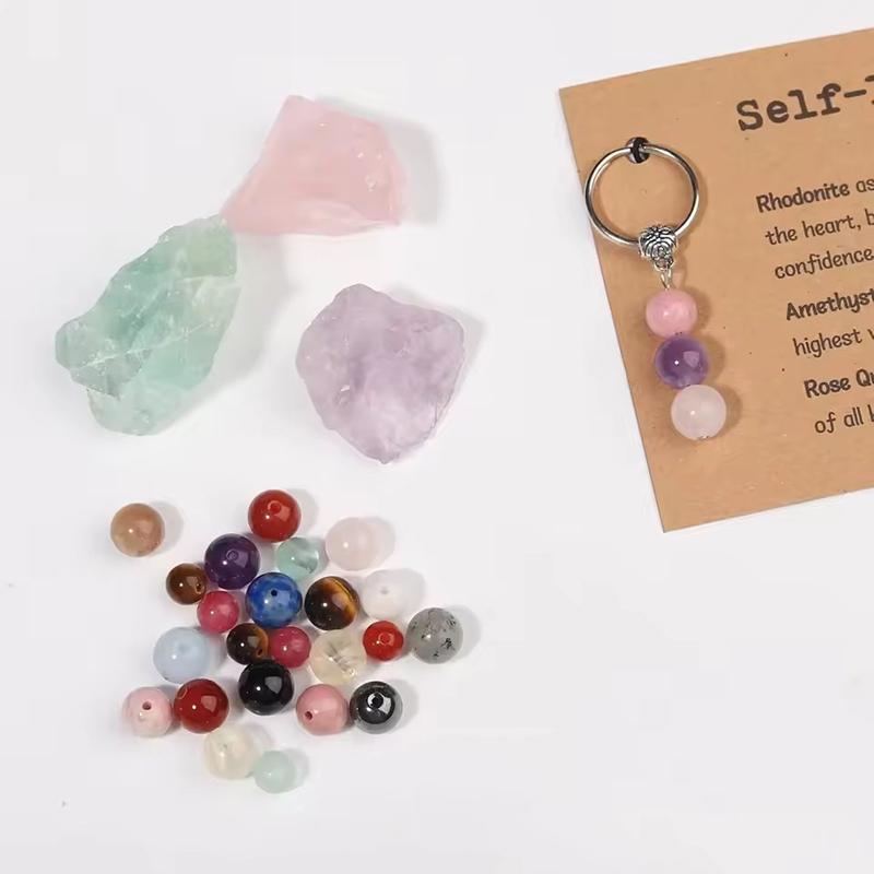 Natural Crystals Keychain Gift For  Beginnings Small Healing Stones Keychain For Anxiety Relief. Healing Crystals