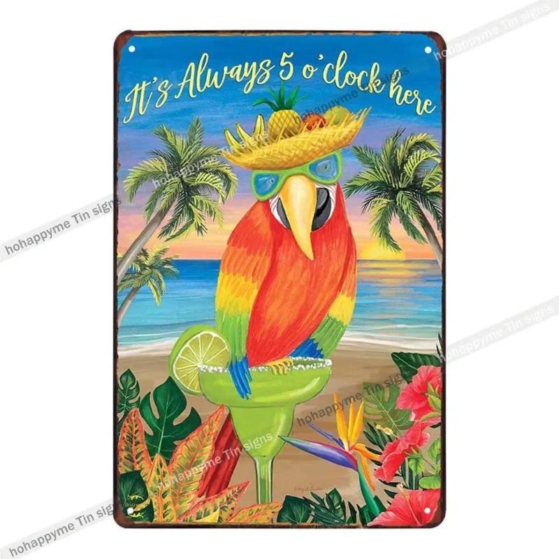 

5 O Clock Vintage Tin Sign, Retro Metal Wall Decor