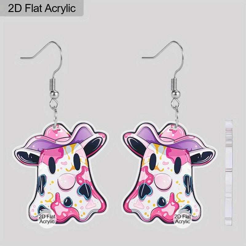 

2D Плоские Смешные Милые Хэллоуин Двусторонние Акриловые Висячие Серьги Женские Ювелирные Изделия для Костюма на Хэллоуин Вечеринка Фестивальный Подарок