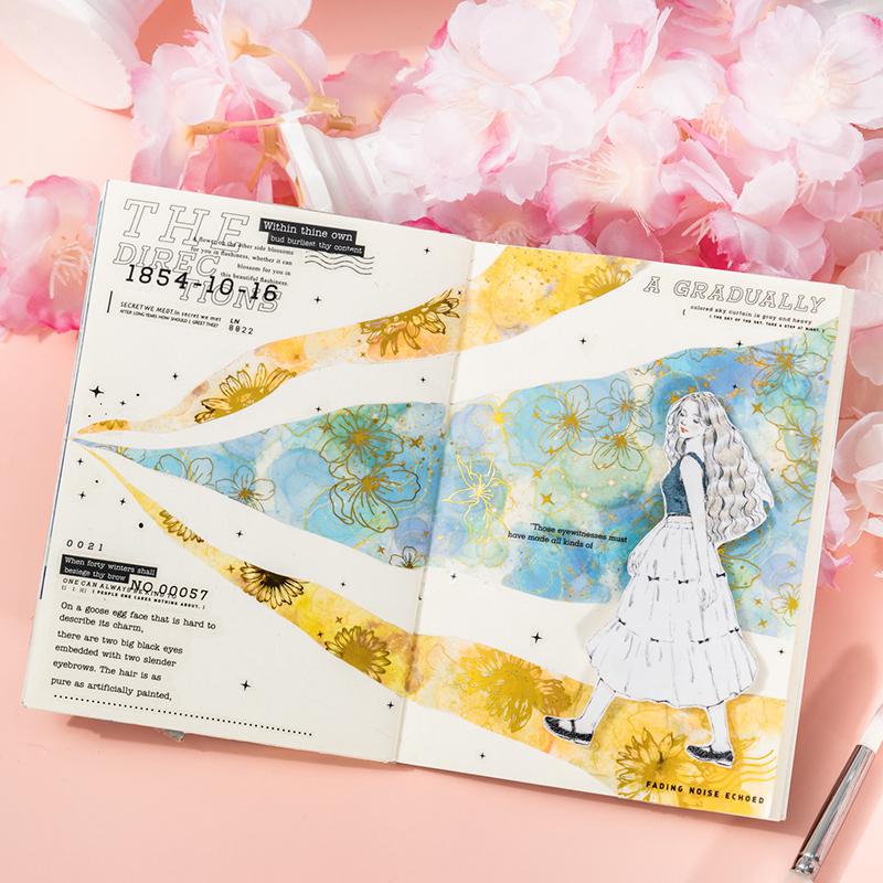 Journal GO 20pcs Artistic Creative PET Flower Stickers Collage Material Decorative Aesthetic Stickers for Scrapbooking Gift Card