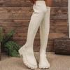 Fashion Stretchy Knit Over The Knee Long Boots for Women 2025 Autumn Fashion Thick Sole Non Slip Thigh High Boots Woman Plus Size 35-43