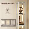 Floor Lamp with Shelves, LED Column Modern Standing Lamp with Fabric Drawer, Adjustable Brightness, Foot Switch for Living Room, Bedroom, Office