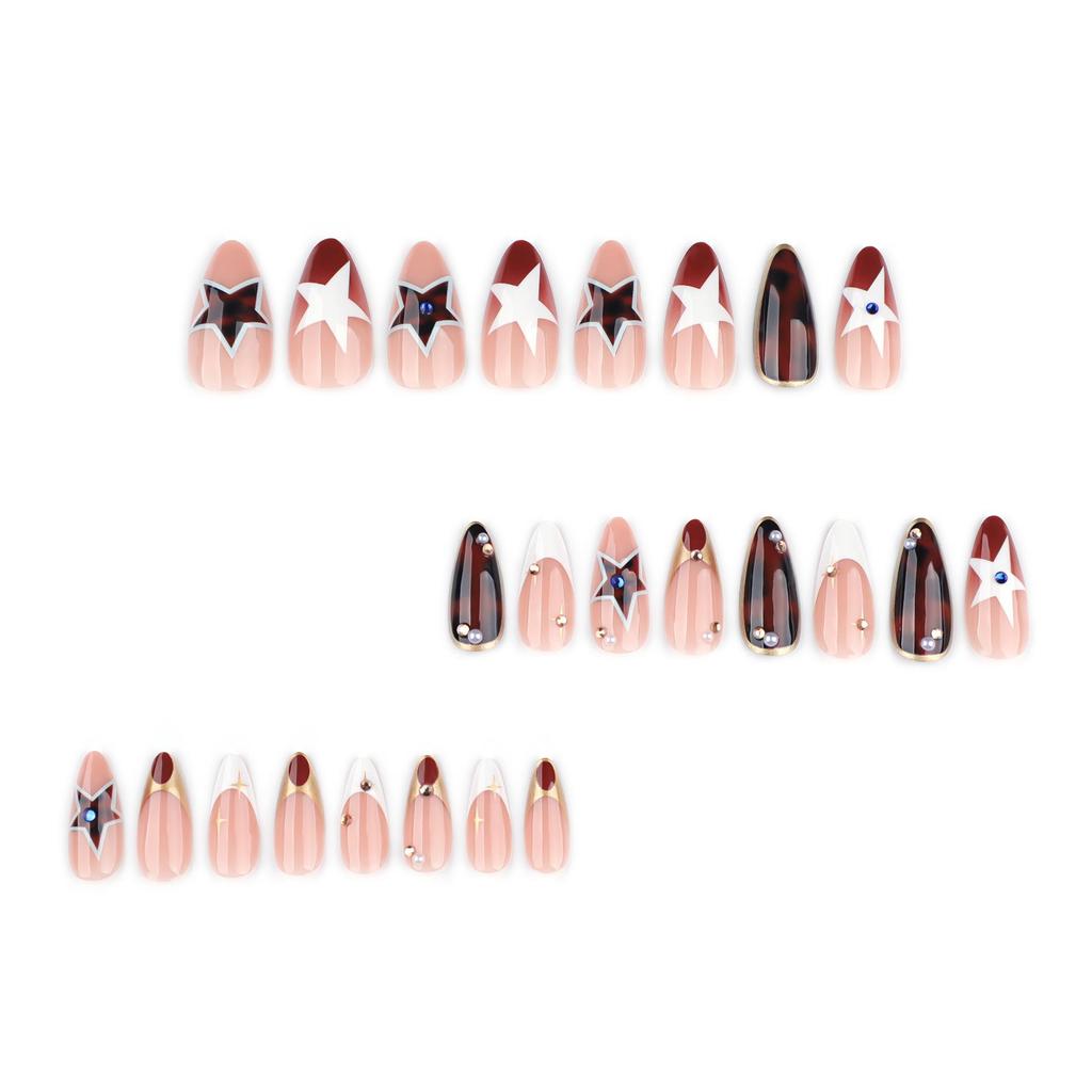 Tortoiseshell Gradient Almond Nails and Star Nail Art Tips - Autumn/Winter Collection