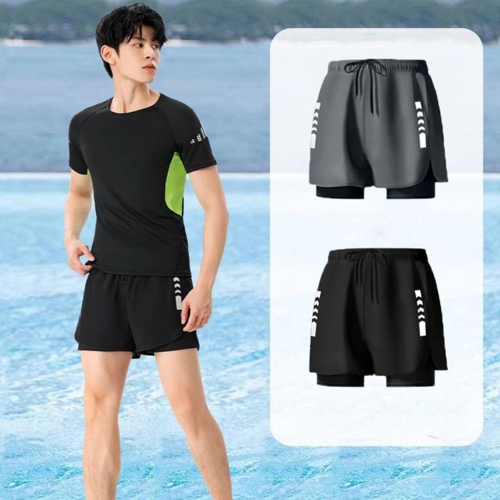 Kurze Hosen Badehosen Shorts Doppellagig Herren Jogginghosen Surfen