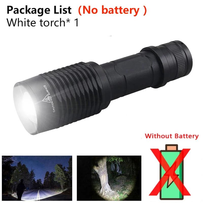 LED Tactical Hunting Torch Flashlight White/Red/Green Flashlight Waterproof Outdoor Lighting with Switch USB Rechargeable Lamp