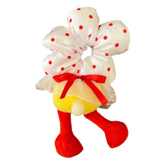 Hair Tie with Sufficient Elasticity Dot Print Lace Splicing Hair Flower Butt Design Hair Tope Buns Ponytails Half-Tied Hair Scrunchie