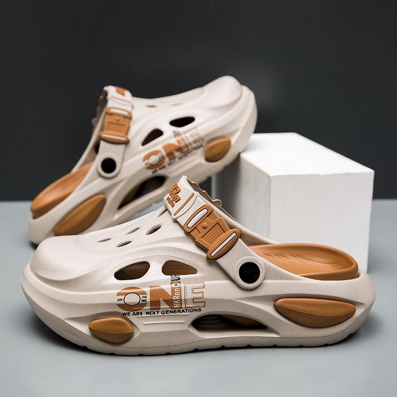 Men s Summer Non-slip Trendy Clog-like Closed-Toe Fashion Thick Sole Breathable Slippers