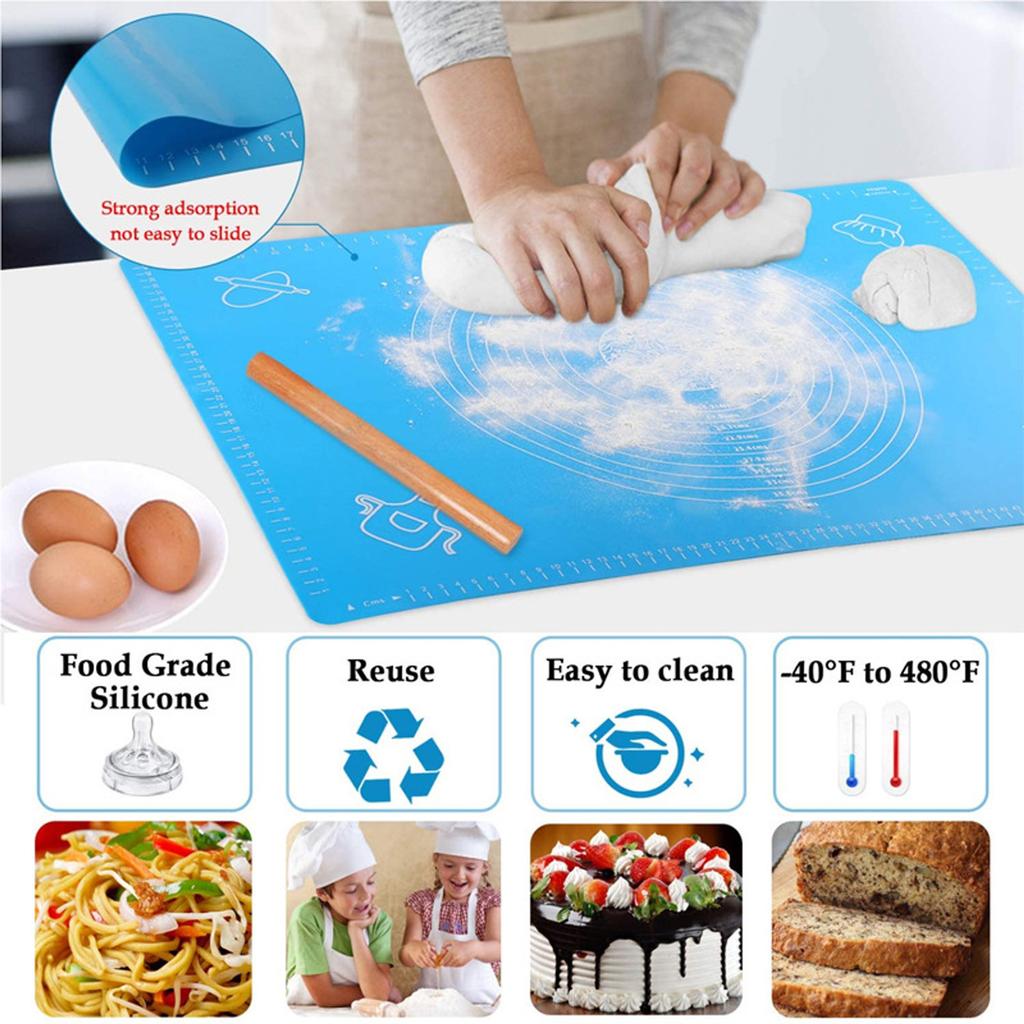 Silicone Baking Cake Dough Fondant Rolling Kneading Mat Scale Table Grill Pad