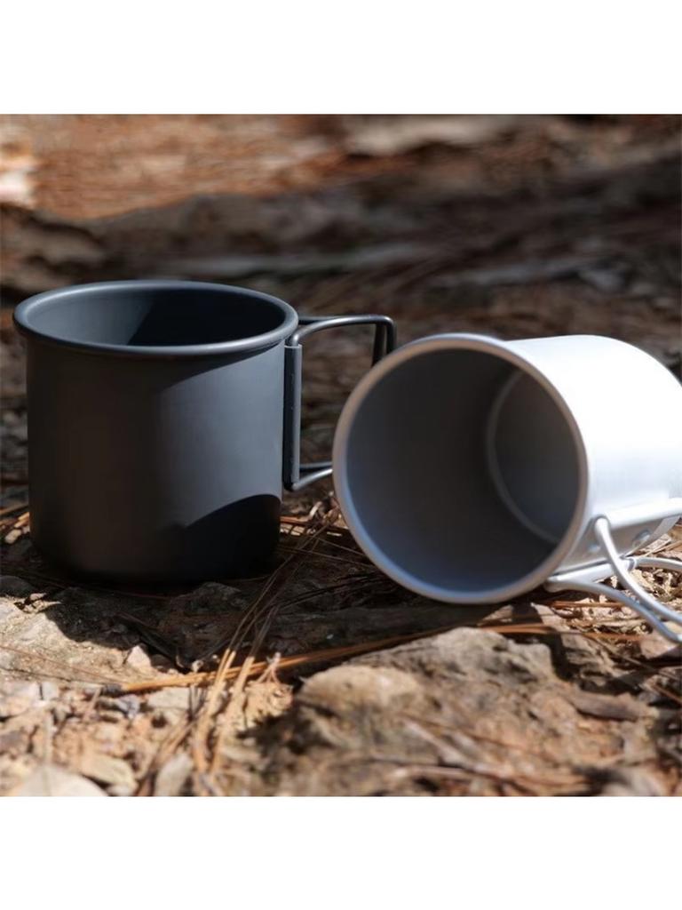 Wholesale Outdoor Camping Cup With Foldable Handle Portable Ultra-light Aluminum Alloy Mug For Outdoor Hiking Cooking 300ml