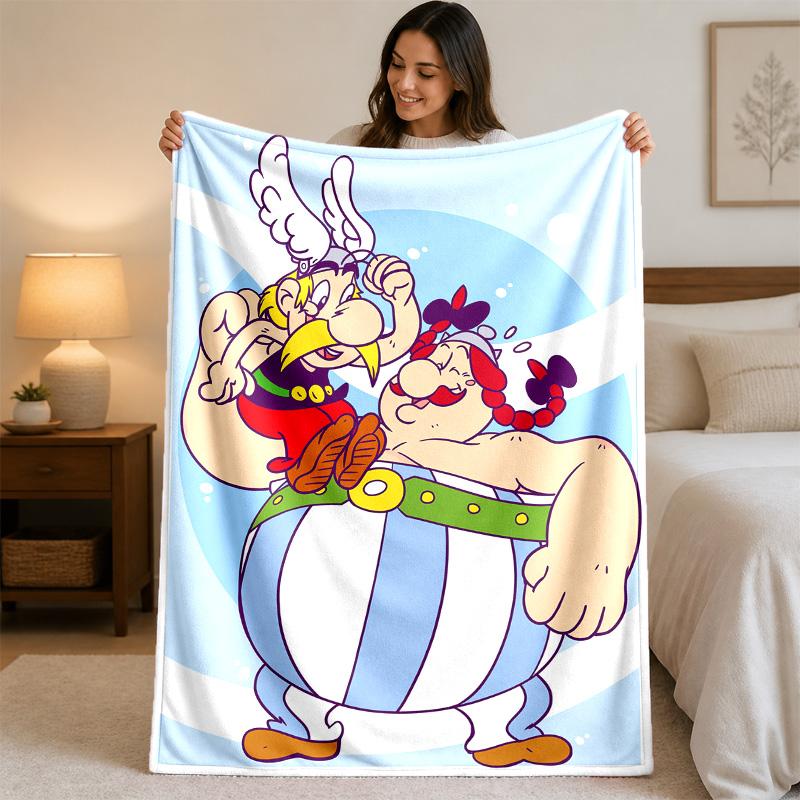 Coperta in Flanella con Stampa di Asterix & Obelix Morbida Calda Coperta Plaid in Peluche per Letto Divano Divano Uso Domestico Indoor