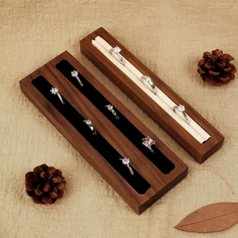 Elegant Walnut Rings Holder Display Stand Portable Rings Storage Holder for Jewelry Stores and Home Decors Enthusiasts