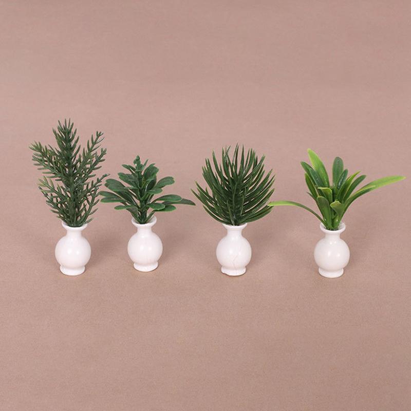 1 ks Domeček pro panenky Mini Plastová Simulační Váza Zelená Rostlina Miniaturní Model Mini Květinové Aranžmá Hračka Ozdoby