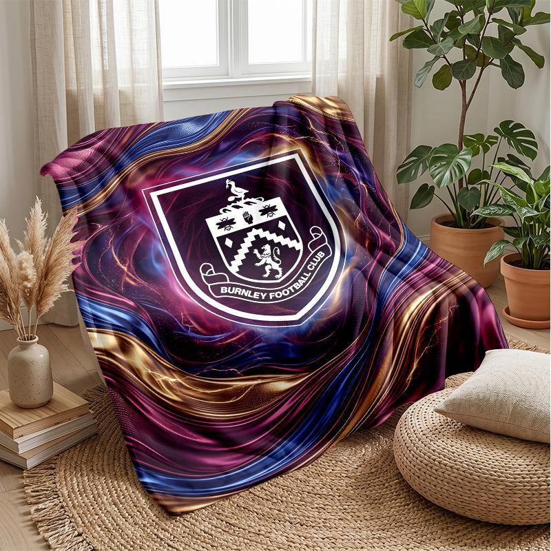Burnley Football Print Flannel Blanket, Soft Warm Lightweight Throw Blanket for Sofa Bed Camping