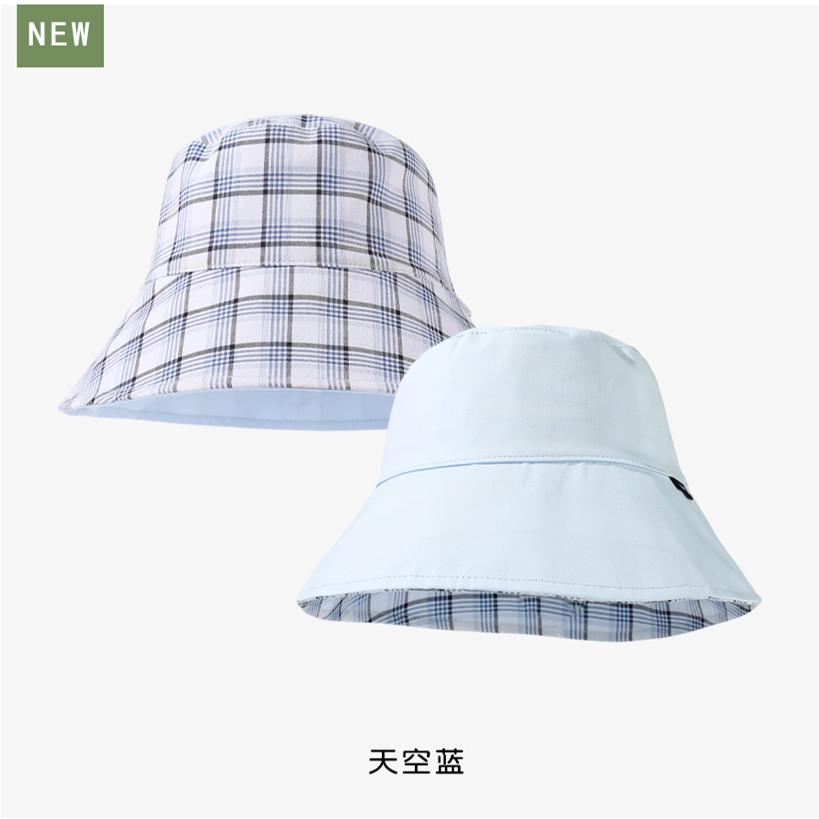 Korean Literary Plaid Double-sided Solid Color Fisherman Hat Versatile Casual Girls Sun Protection Caps