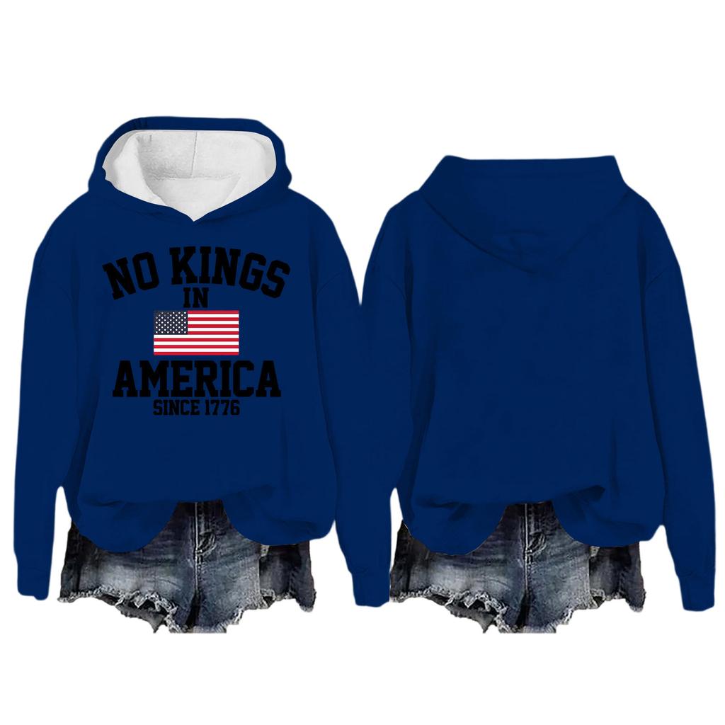 Women's Round Neck Long Sleeve Printed Pullover Hooded Sweatshirt