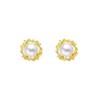 Exquisite Sunflower Freshwater Pearl & S925 Sterling Silver Stud Earrings for Women – Elegant Retro Style