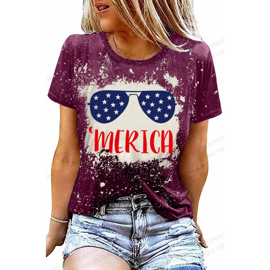 American Flag 3d Print T-shirt Women Fashion Usa Flag T-shirts Vintage T Shirt Casual Short Sleeve Tops Tee Lady Tshirt Distress