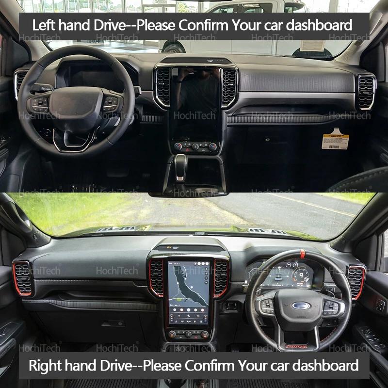 For Ford Ranger T6 P703 2th 2Gen 2023 2024 2025 Suede Leather Dashmat Black/Brown Dashboard Cover Sun Shade Carpet Non-slip Pad