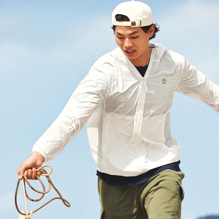Timberland Solid Lightweight Packable Water-Resistant Hooded Breathable UV Protection Sun Protection Jacket Unisex Jacket A5PX6-CM9
