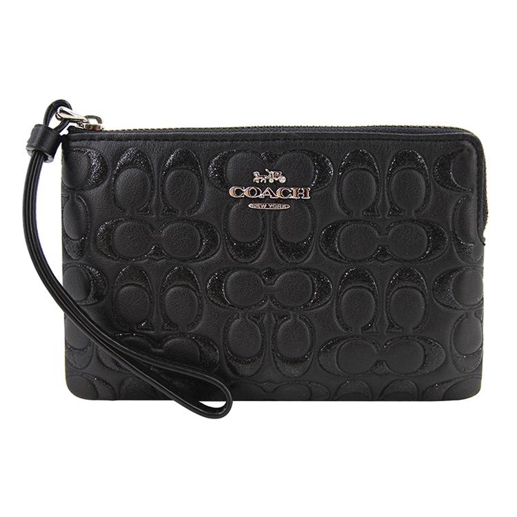 New COACH Boxed Leather Coin Purse Mahjong Clutch Small Size Women's Black 80214-SVBK