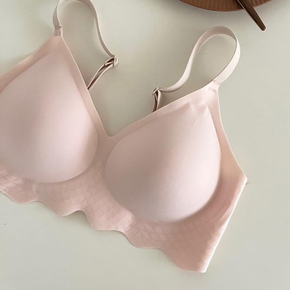 Small air conditioner, jelly soft support, women's big breasts are small, no steel rings, no marks, spring and summer bras are thin.