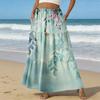 Women's Casual High Waist Drawstring A-line Skirt Color Skirt With Pockets
