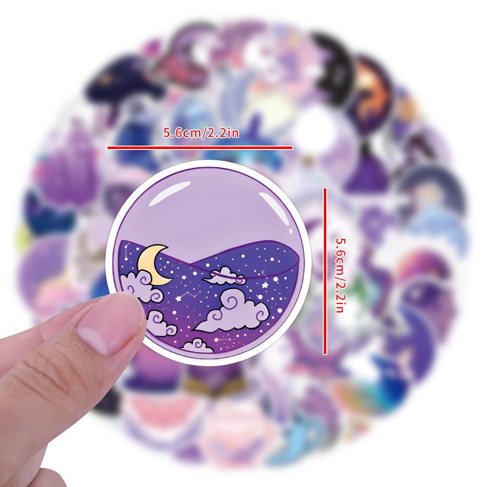 110 Purple Magic Moon Doodle Stickers Luggage DIY Waterproof Stickers Decorative Stickers