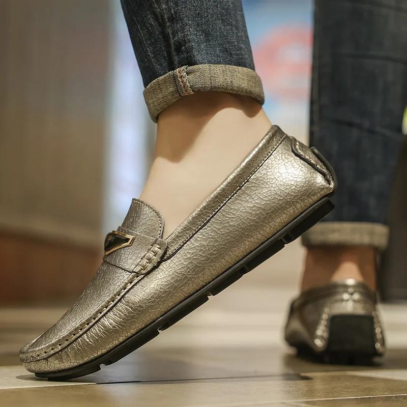 Handmade Luxury Mens Loafers High Quality Leather Comfortable Slip On Formal Casual Shoes Brand Lightweight Boat Shoes Mocassin