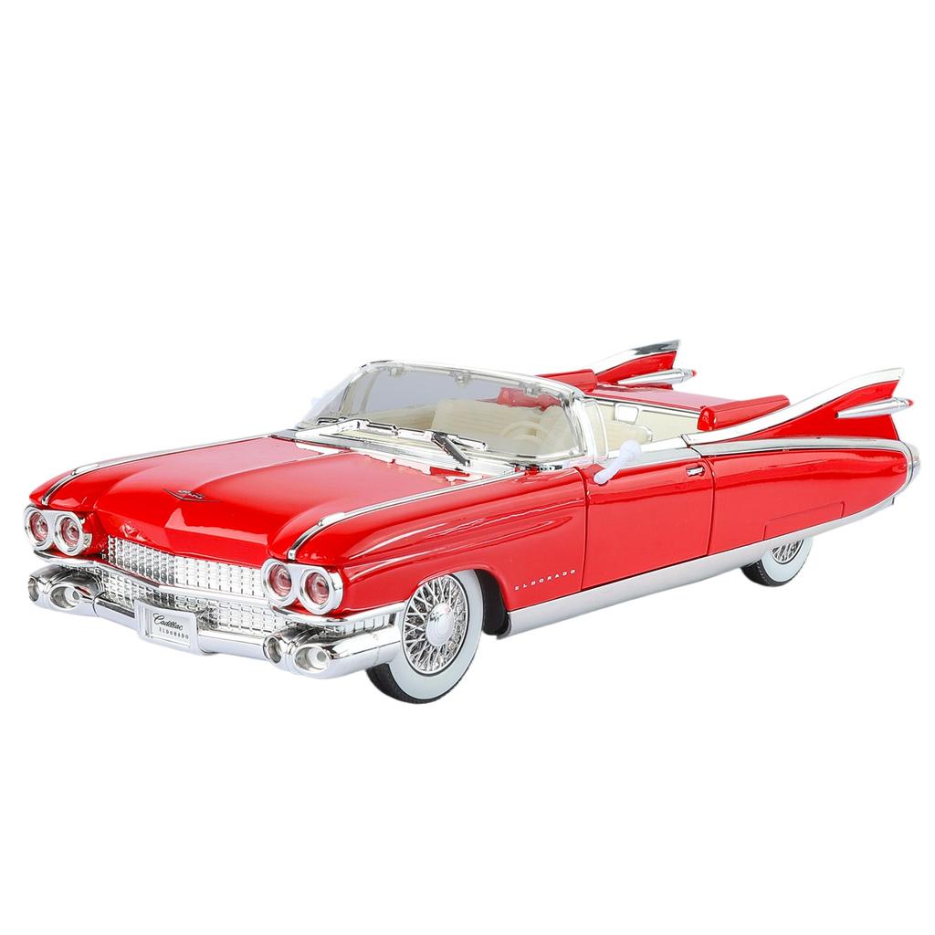 1/24 1959 Cadillac Eldorado Retro Sports Car Model Simulation Sound and Light Tire Suspension Collection Ornaments