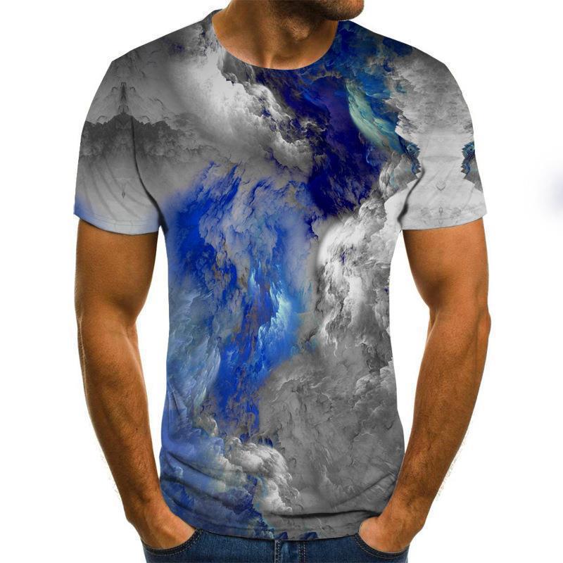 Summer Round Neck 3D Creative Vision Print Top Fashionable Casual Short Sleeved Men's T-shirts
