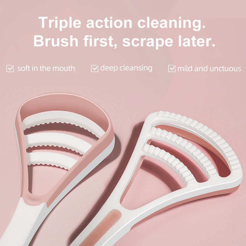 Super Deer Silicone Tongue Scraper With Non-Slip Handle Double Side Tongue Cleaner Fresher Breath Tongue Brush For Oral Care