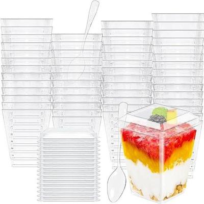 10 Stück - Einweg-Plastik-Mousse-Becher, Leiterförmiger Becher, Puddingbecher, Dessert-Kuchenbecher, Vorspeisen-Gelee-Joghurt-Mousse-Dessert