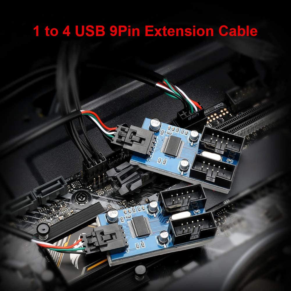 Extension Splitter Cable Desktop Connectors Adapter Port USB 9 Pin Header Extension Splitter Cable HUB Connector Adapter