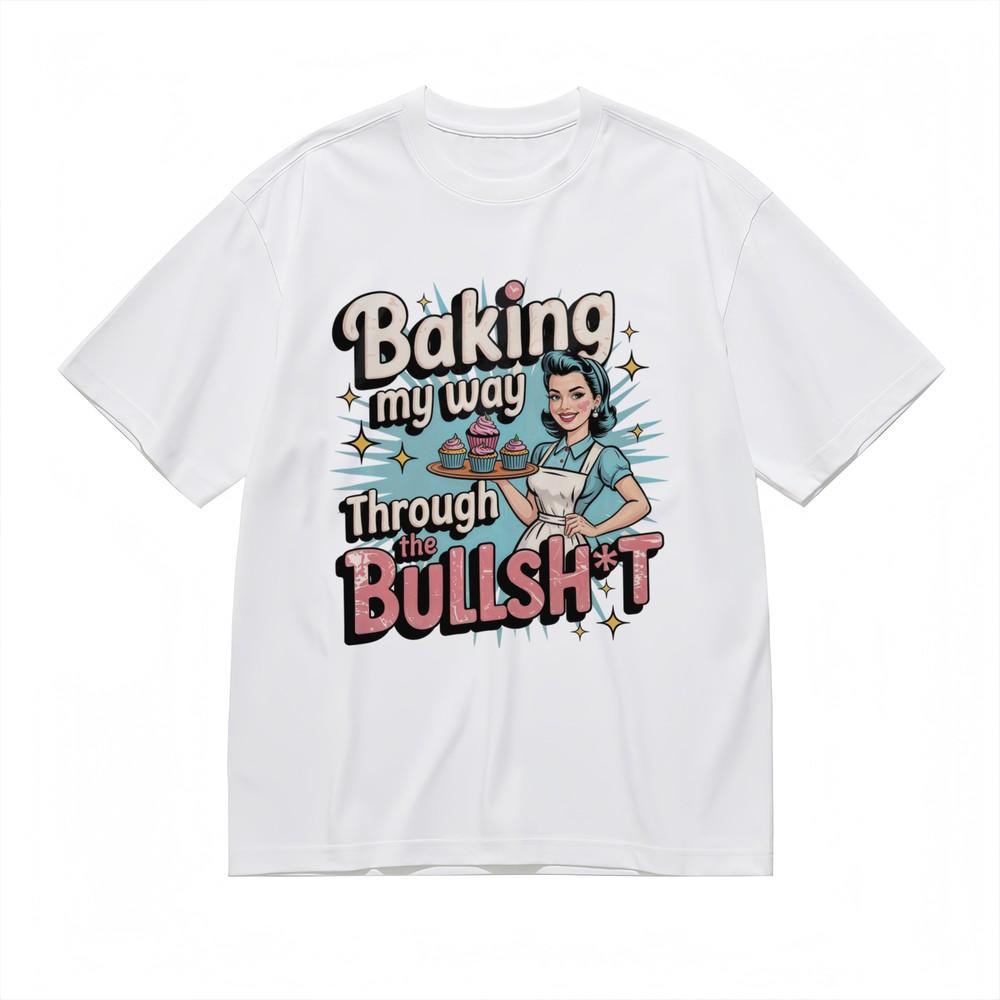 

Женская футболка с дерзким принтом Sassy Baking Therapy Унисекс Белый 100% Хлопок Топы L