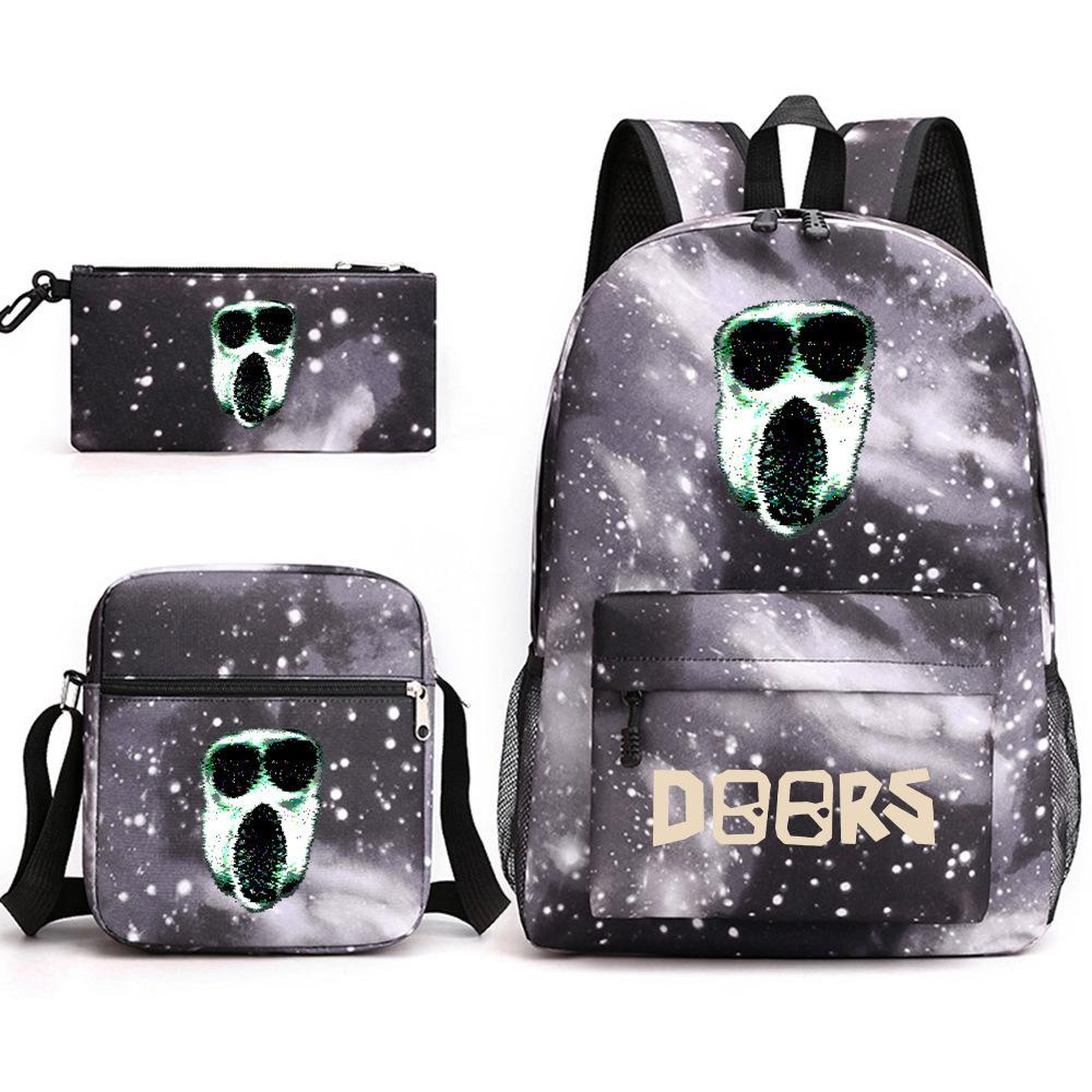 X Three-piece Schoolbag Printed Breathable Practical Backpack Large Capacity Oxford Bag