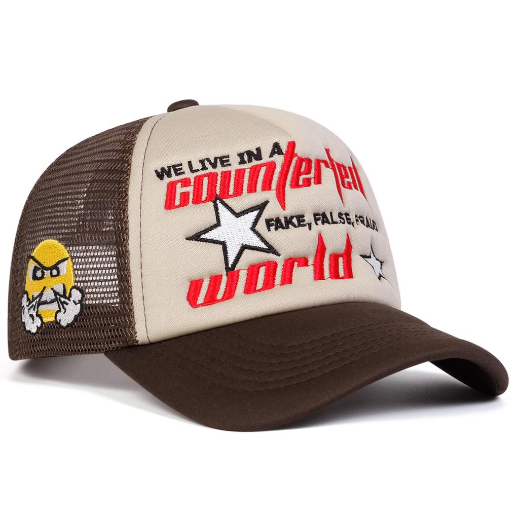 Unisex Pentagram Star World Embroidery Baseball Net Caps Spring And Summer Outdoor Adjustable Casual Hats Sunscreen Hat