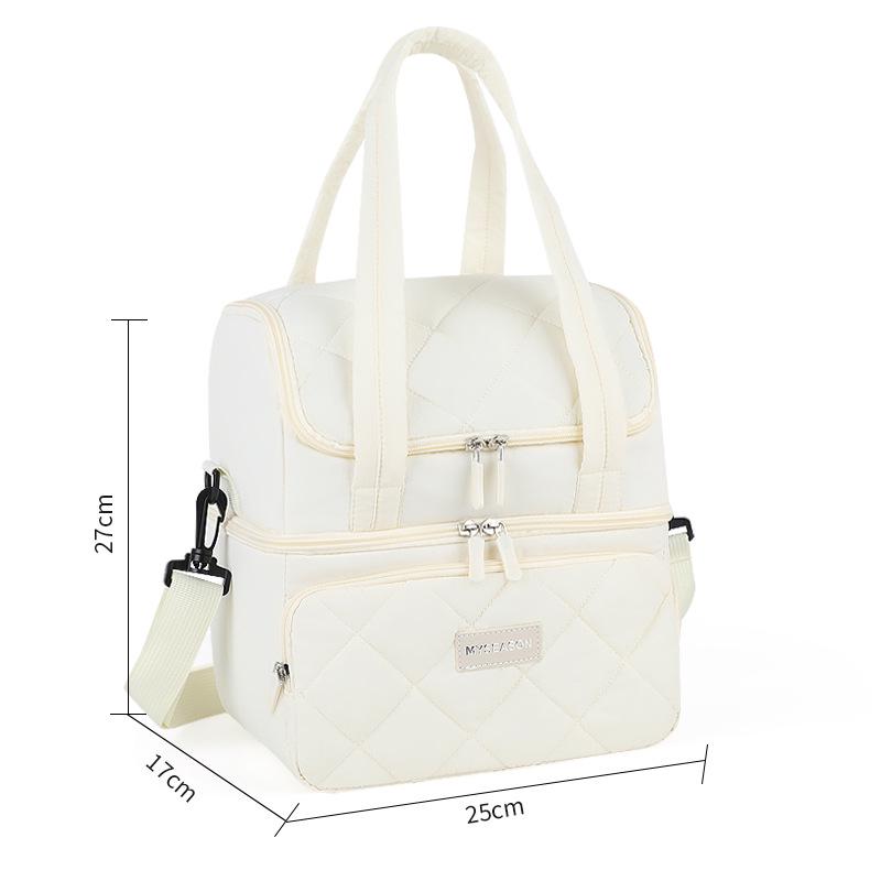 Colorblock Large Capacity Insulated Crossbody Lunch Bag with Thick Aluminum Foil