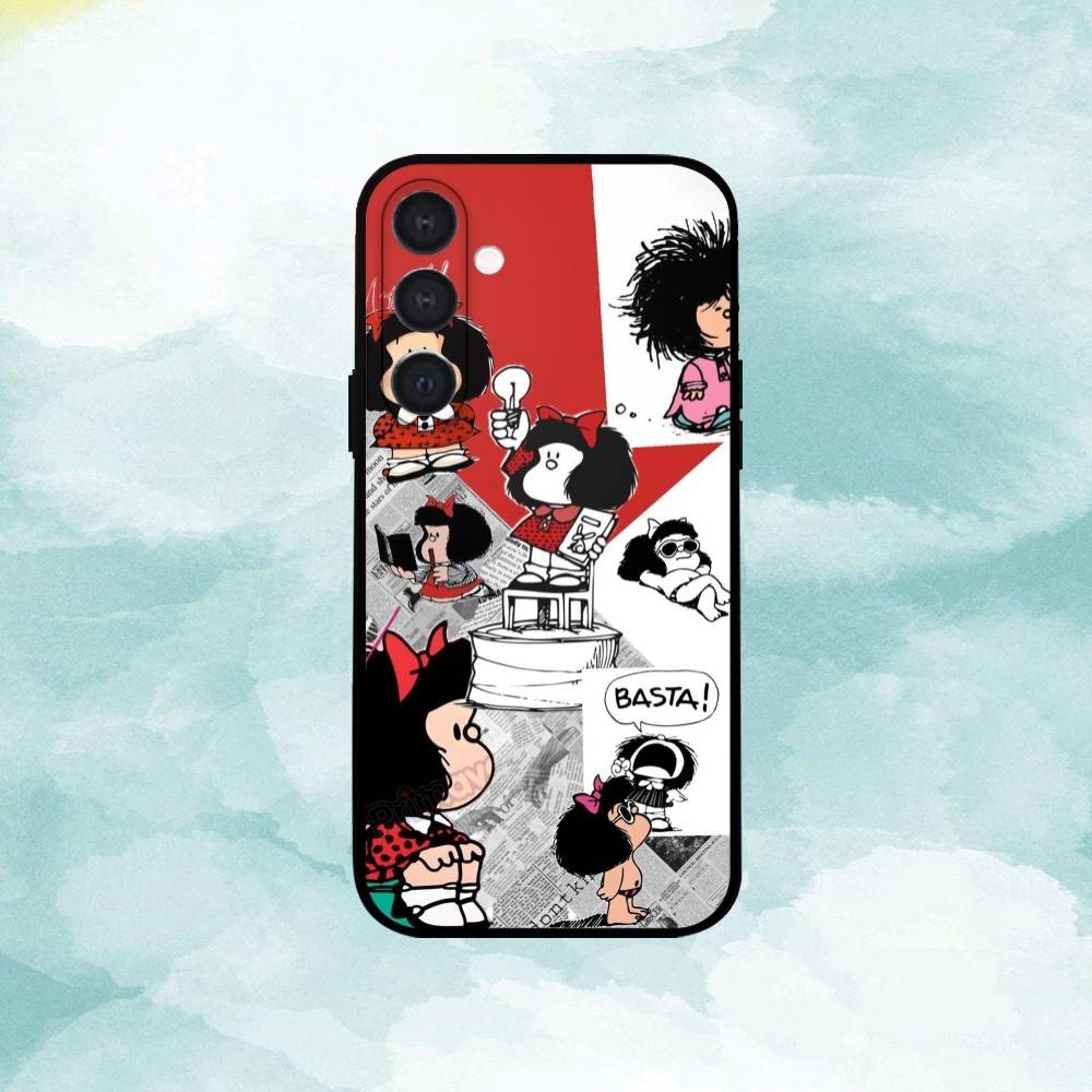 M-Mafalda World Peace Phone Case For Samsung A73,72,71,A52,51,40,41,A22,A32,31,A13, Soft Black Shell