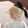 New Women Soft Winter Hat Faux Fur Warm Ponytail Cap Fashion Decorate Beanie Hat For Female Casual Earflap Knitted Hat