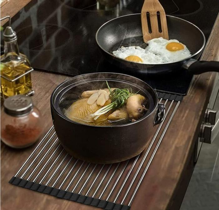 Dish Drying Rack - YYV - Rollable - Stainless Steel - Silicone - 47x38 Cm - Black