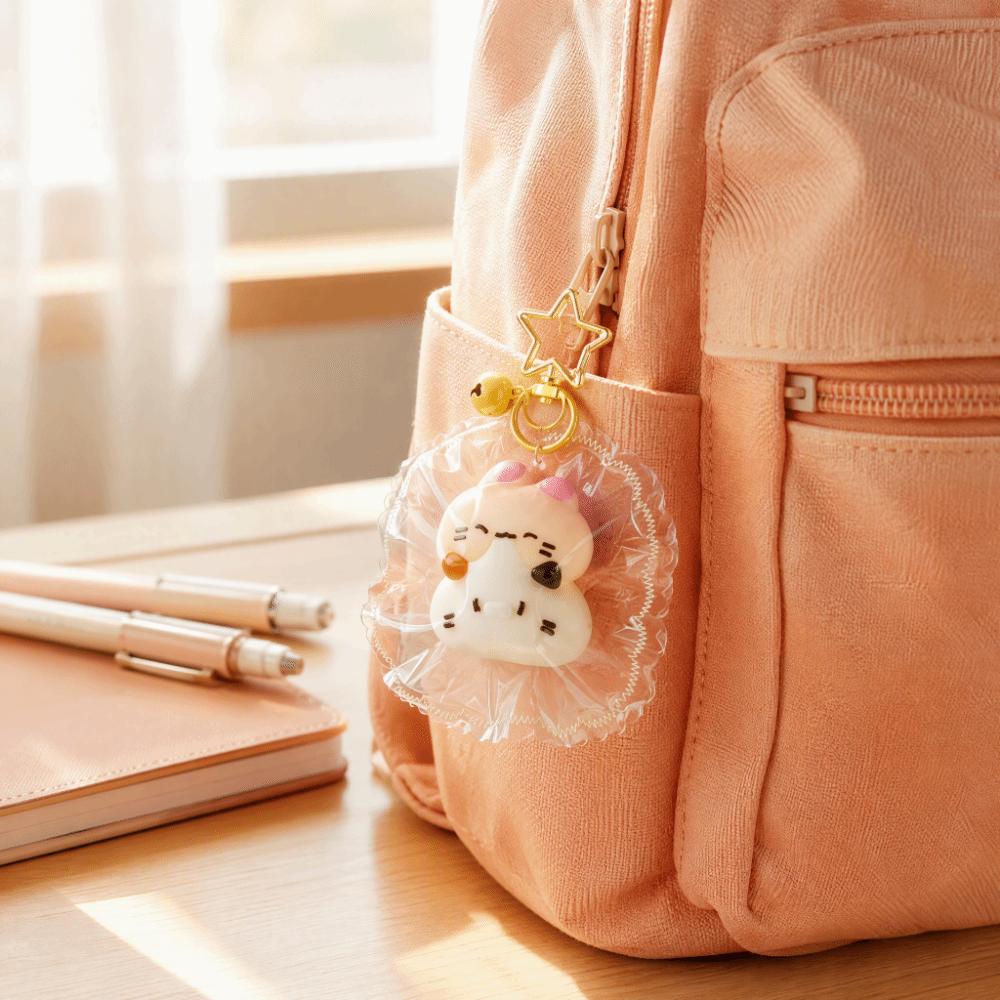 Food-Grade Silicone Cat Shape Squeeze Keychain Kitty Fidget Toy Squishy Pendant Hand Relaxation