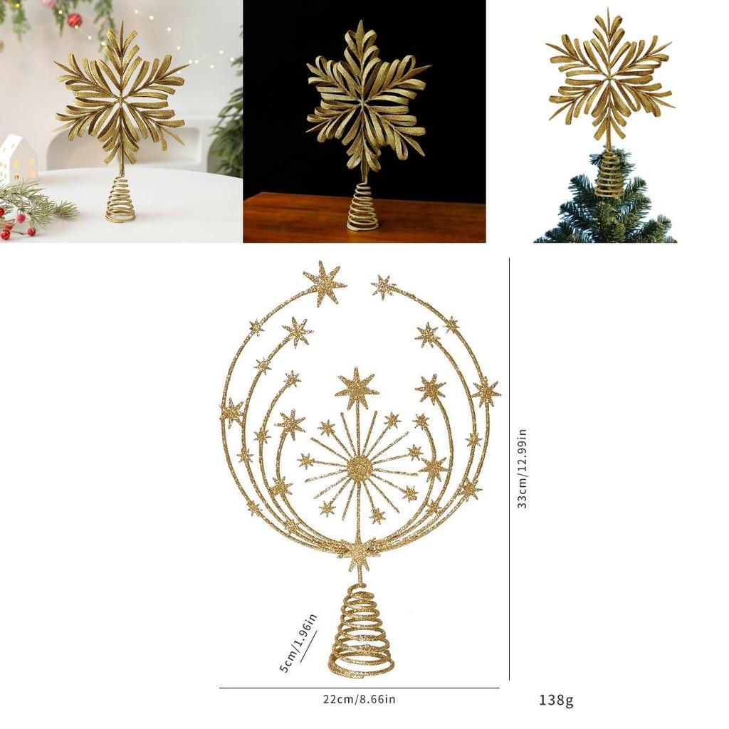 Christmas Tree Topper With Snowflake And Star Iron Art Decoration For Holiday Festivities