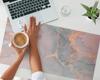Elegant Decorative Desk Pad Abstract Watercolor 90x45 Cm