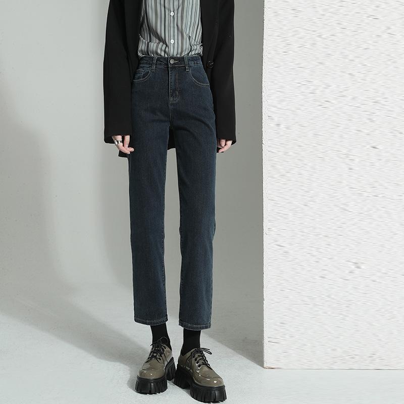 Φθινοπωρινό Γυναικείο Ψηλόμεσο Slim Straight Jeans Plus Size