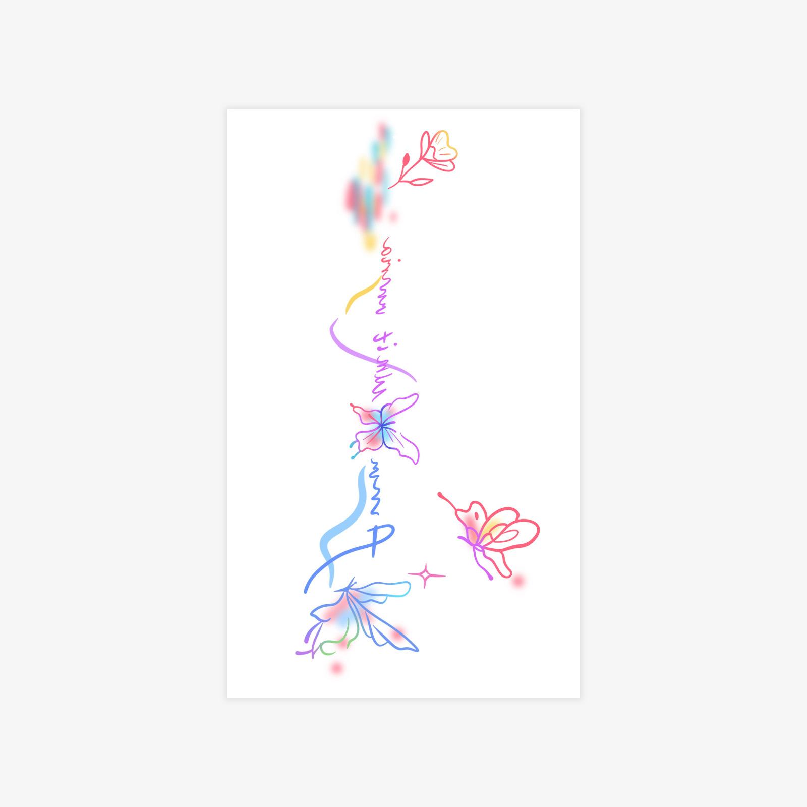 

Dopamine Beautiful Color Hot Girl Personality Butterfly, English Short Sentence Tattoo Sticker 9*15