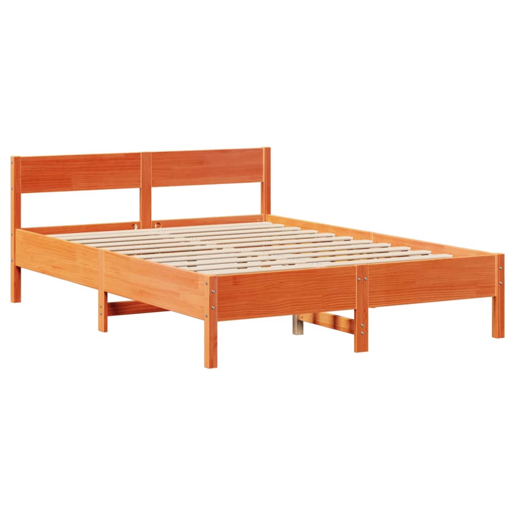 Solid Wood Bed without Mattress Wax Brown 150 x 200 cm Pine Wood