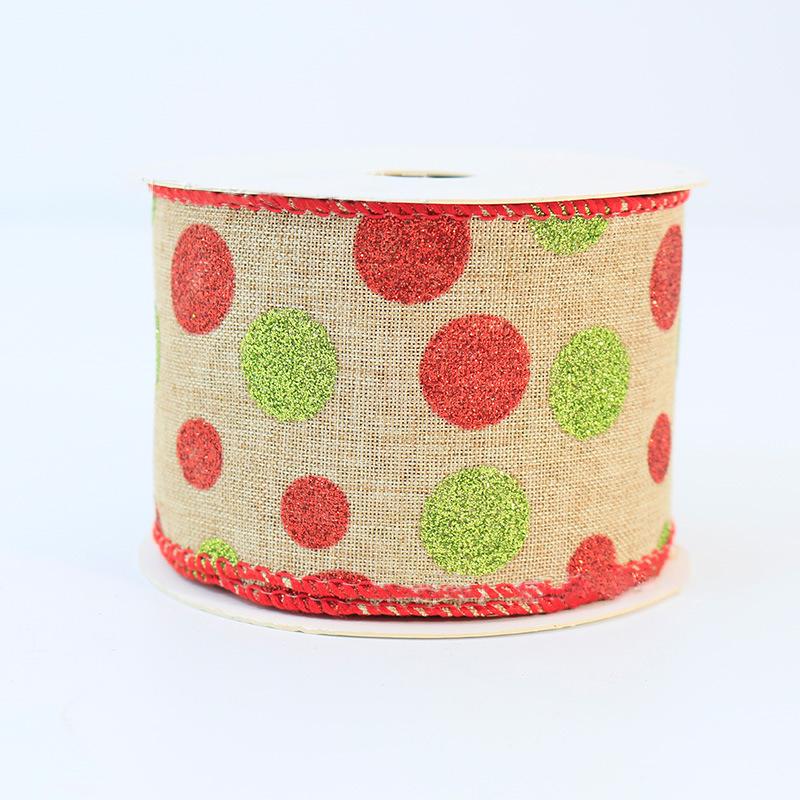 Holiday Gift Packaging Ribbon Xmas Glitter Wired Ribbons Christmas Multi Dots Ribbons