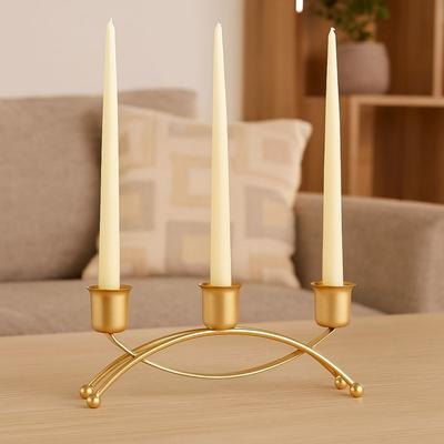 Minimalist European Style 3 Arms Candle Holder Metal Decorative Vintage Candelabra Three Head Candle Containers Christmas Decor
