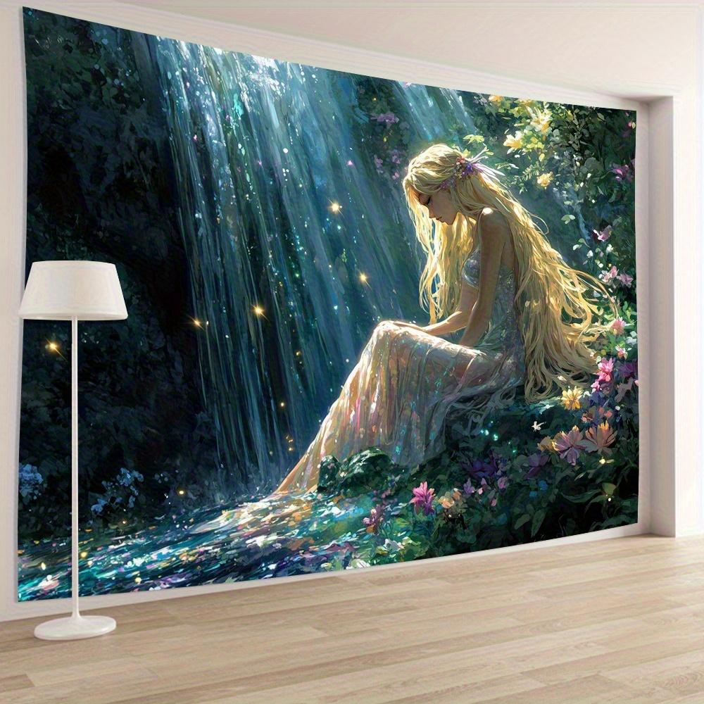 Magic Elf Princess Tapestry Dreamy Waterfall Wall Art In Bedroom Large Decorative Hanging Adding Magic To Your Space